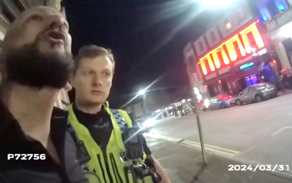 Bodycam footage of a police officer's arrest.