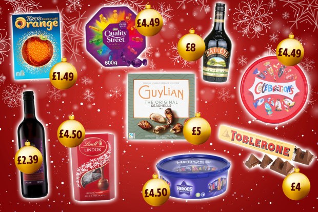 Christmas treats and drinks with prices.