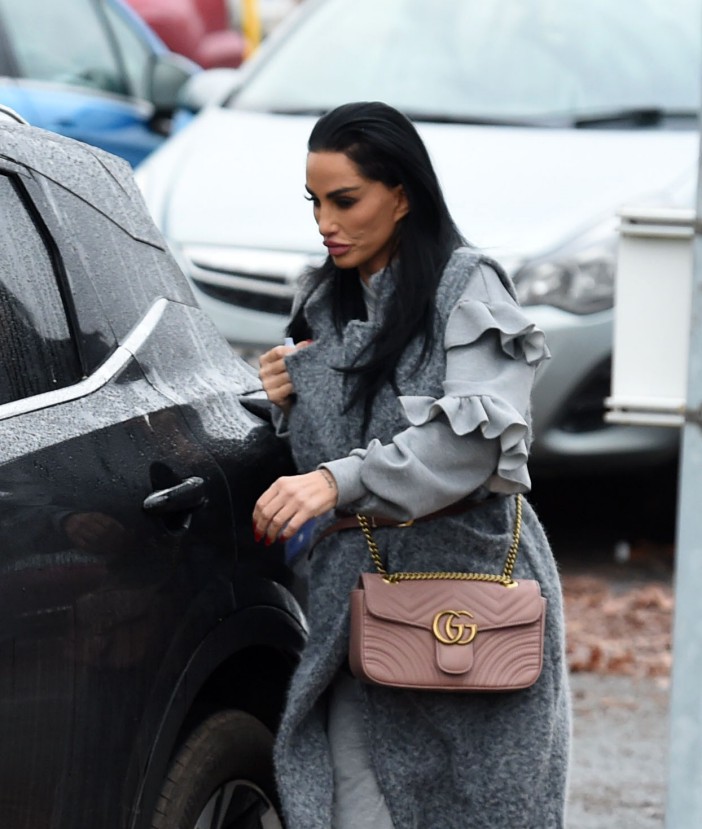 Katie Price and JJ Slater leaving a theatre after illegally parking in a disabled bay.