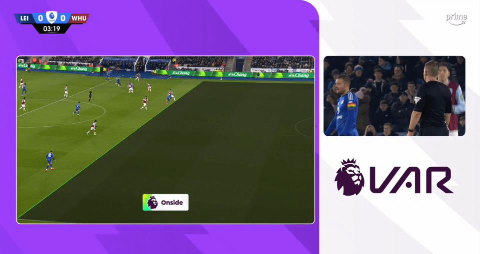 Vardy was adjudged to be onside after a VAR review