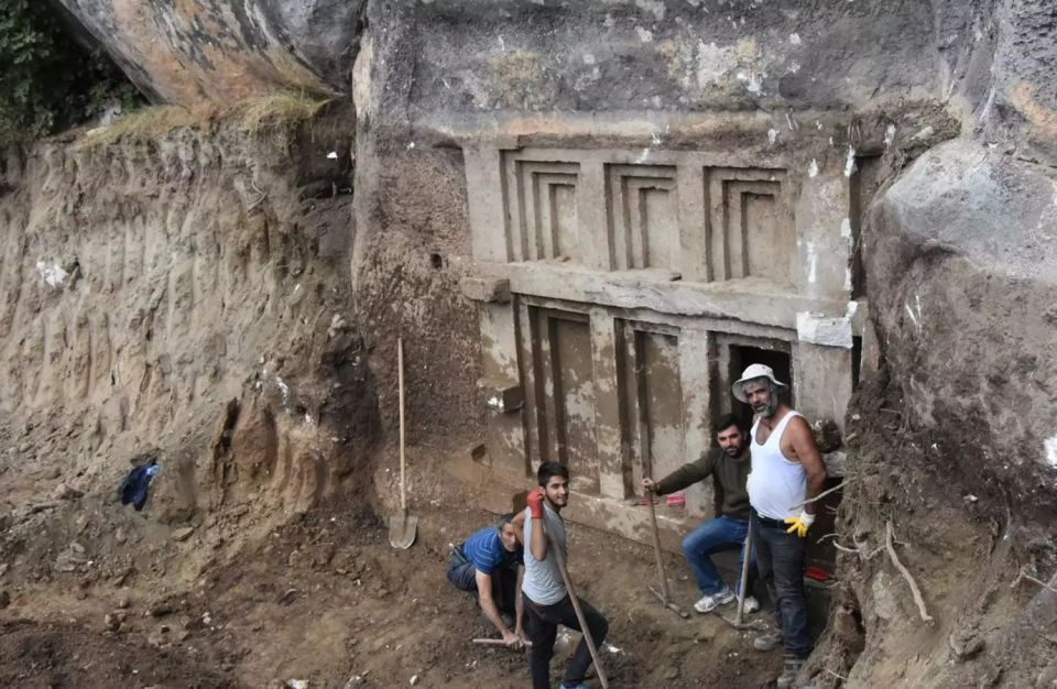 A 2,400-year-old Lycian tomb (pictured) was found in the Demre area of Antalya, the region known as being the home of Santa Claus