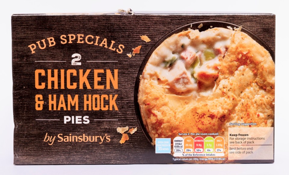 Sainsbury's is selling 2 Chicken and Hamhock Pies for £3.40