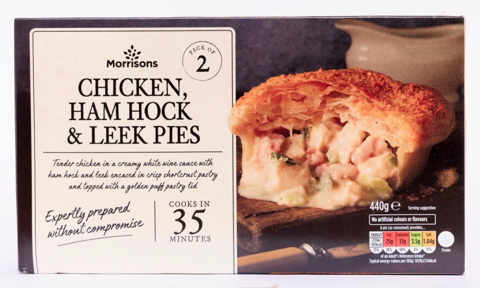 Shoppers can purchase Morrisons Chicken, Ham Hock and Leek Pies for £3.45