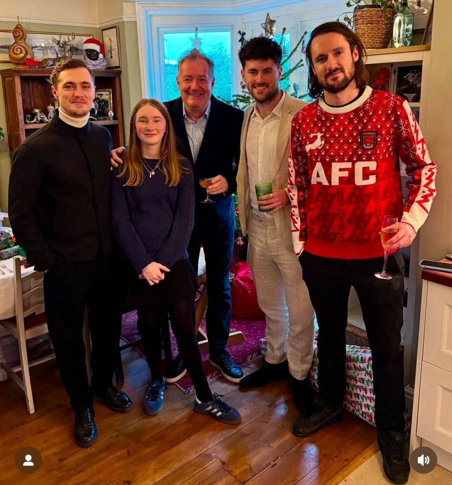 Sun columnist Piers Morgan celebrated at home with his children, Albert, Stanley, Spencer and daughter Elsie