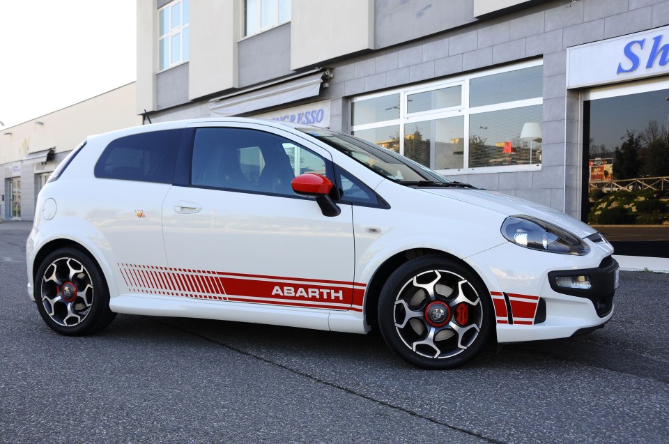 White Fiat Punto Evo Abarth.