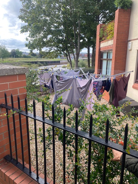 A woman was so fed up with her neighbours hanging pants she took him to court