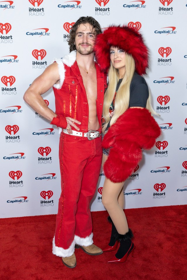 Meghan cosied up to pal Benson Boone, who showed off his abs on the red carpet at Intuit Dome, LA, California