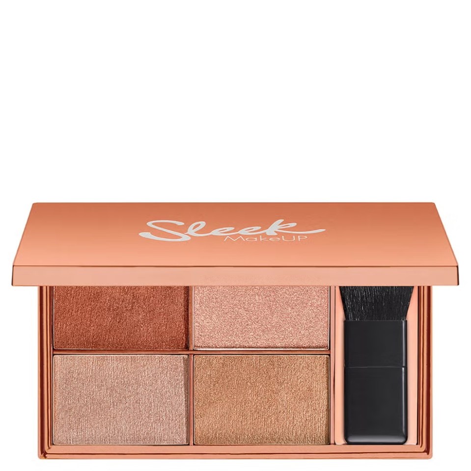 Sleek Makeup sun-kissed highlighter palette with brush.