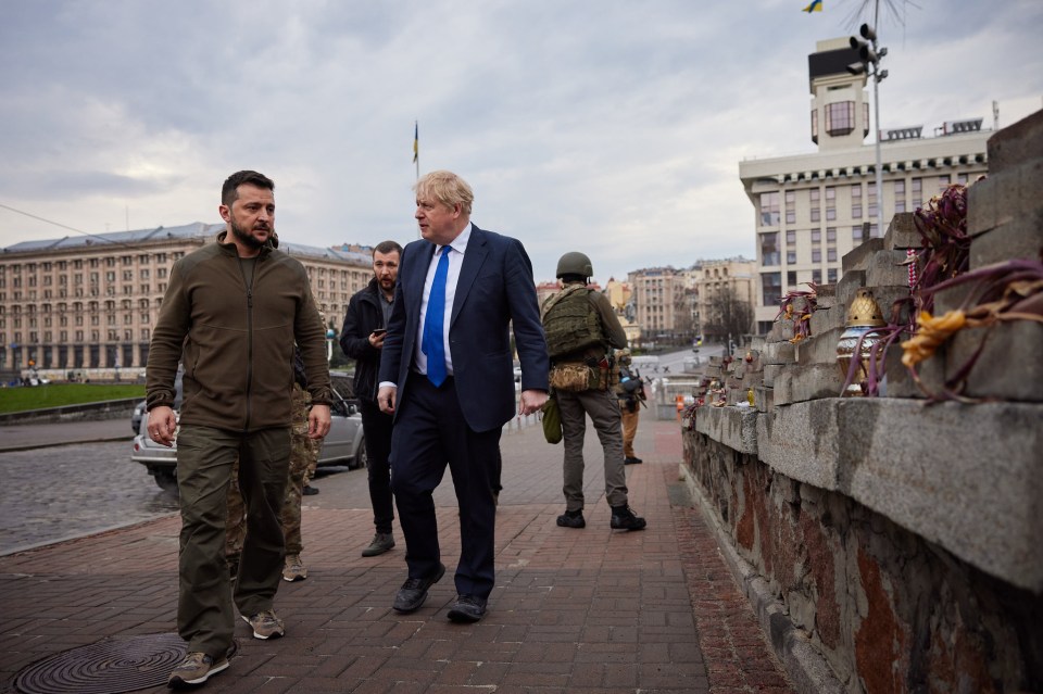 Former UK Prime Minister Boris Johnson during his visit to Kyiv in April 2022