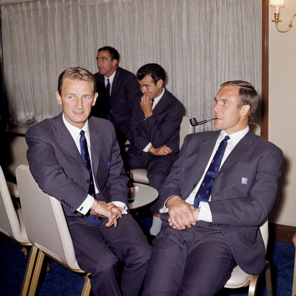 George next to Everton’s Ray Wilson