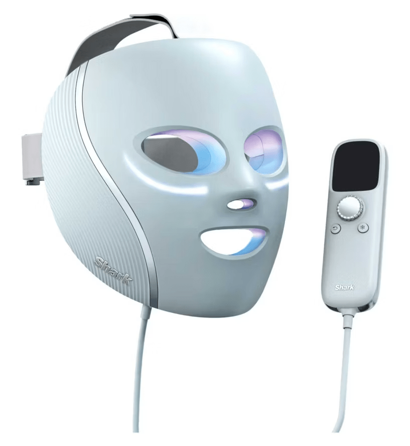 Light therapy face mask with remote control.