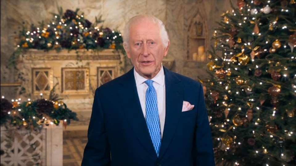 King Charles III delivering his Christmas message.