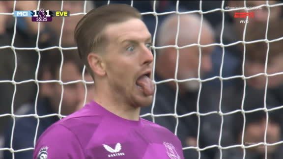 Fans were in hysterics after spotting Pickford's antics before the kick was taken