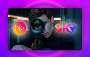 Sky TV promo featuring a man aiming a rifle.