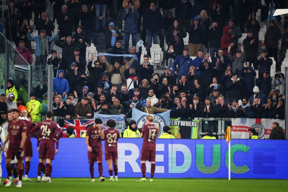 Man City fans have been kept inside the Allianz Stadium