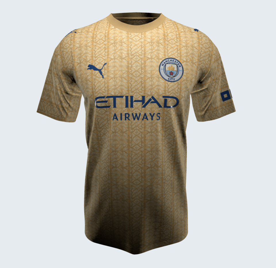 SunSport's attempt at creating a Man City shirt based on Manchester Cathedral