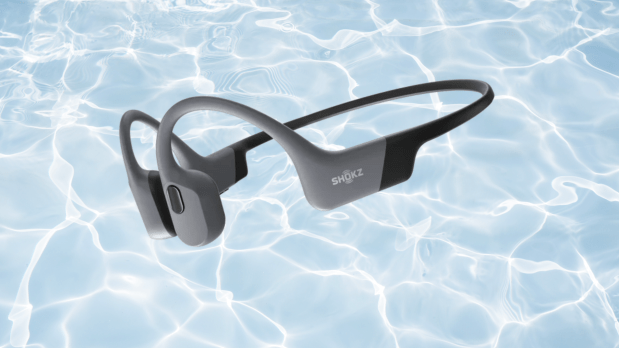 Shokz bone conduction headphones in water.