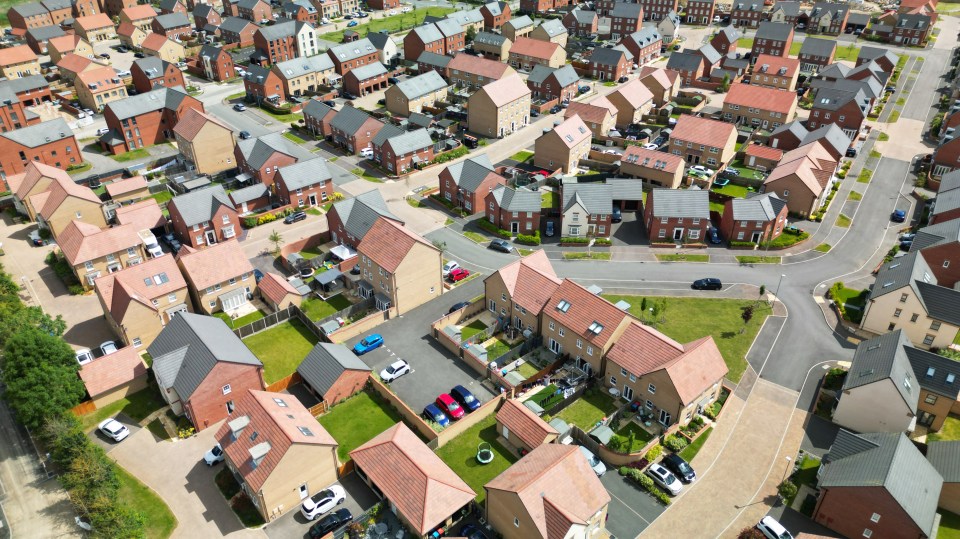 Aerial view of a new housing development.