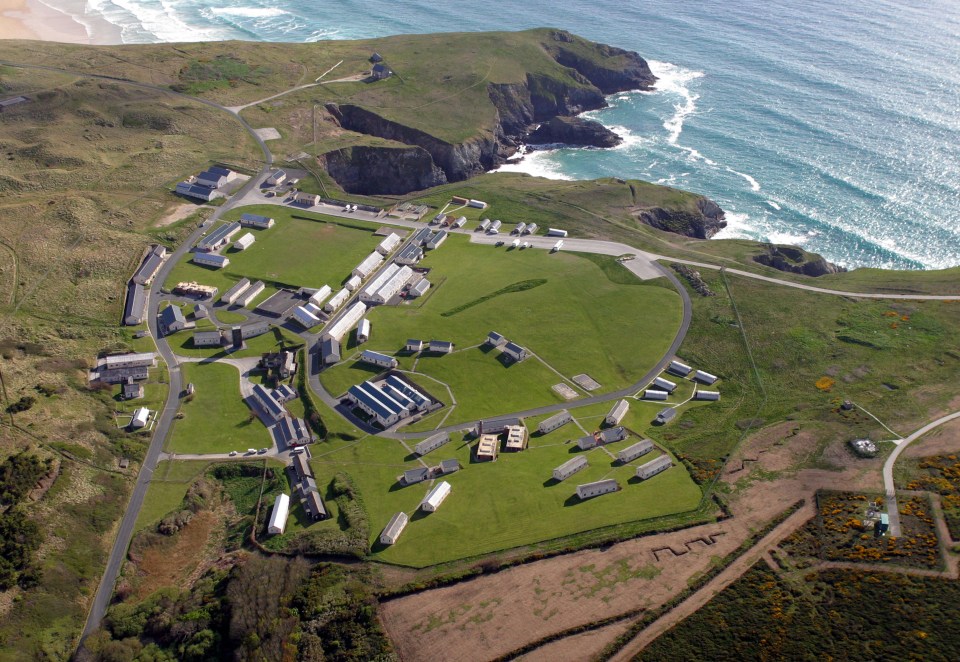 Aerial view of Penhale training camp in Cornwall, UK.