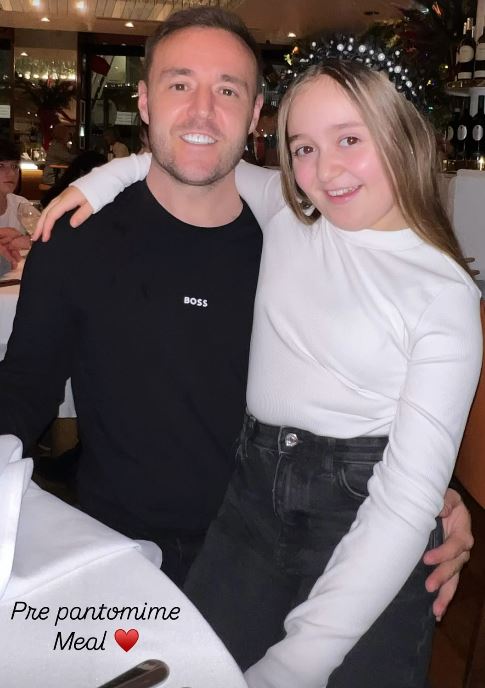 Alan Hasall and his daughter at a pre-pantomime meal.