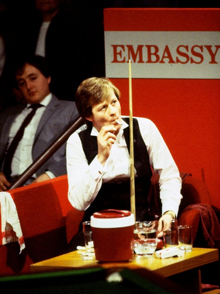 Alex Higgins at the Embassy World Snooker Championships.