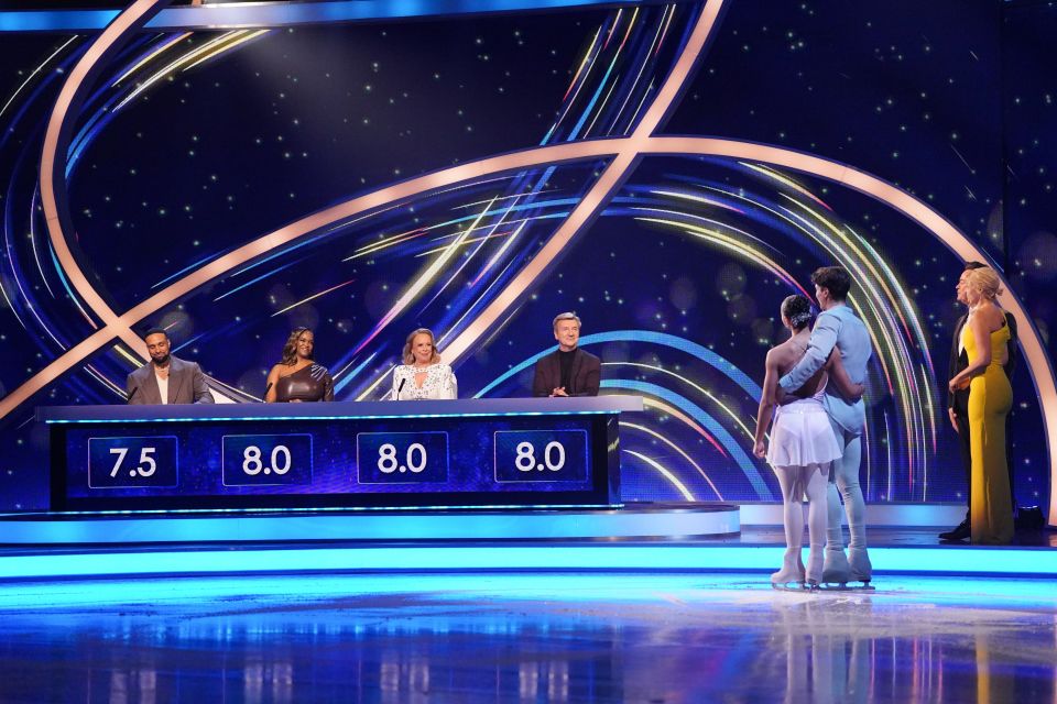 Ashley joins Jayne Torvill, Christopher Dean and jungle star Oti Mabuse at their rink-side desk for the 2025 series