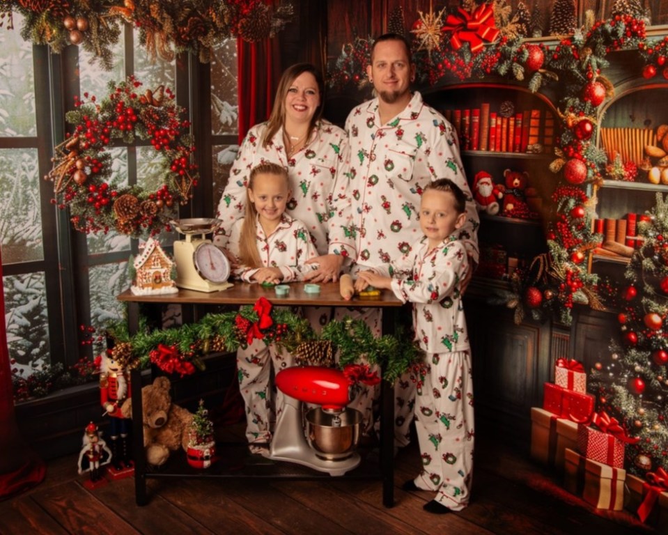 Brave Niko  Bolke-Carver, 5, poses with his family in matching PJs to celebrate his first Christmas since beating a rare cancer