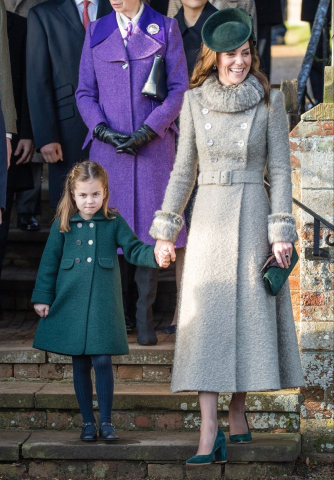 Catherine, Duchess of Cambridge, and Princess Charlotte at a Christmas Day church service.