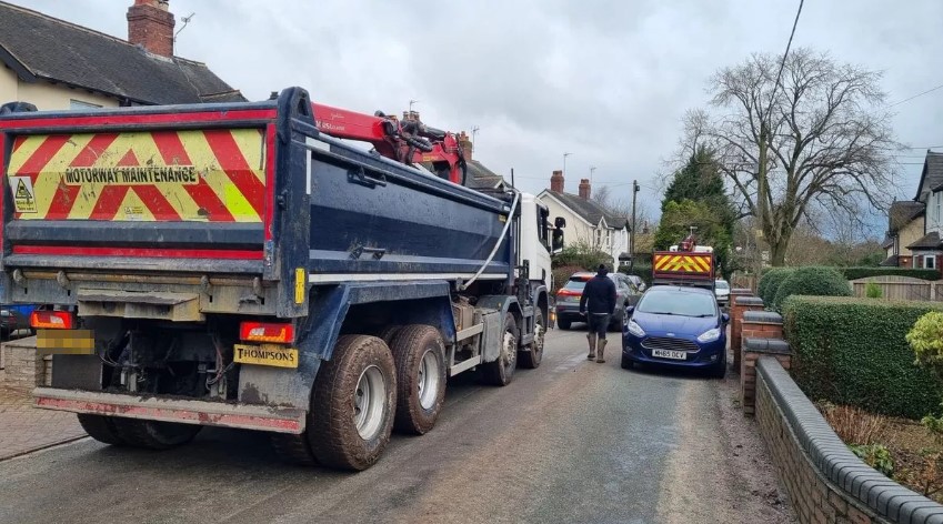 Roads have been bottlenecked with lorries and police cars