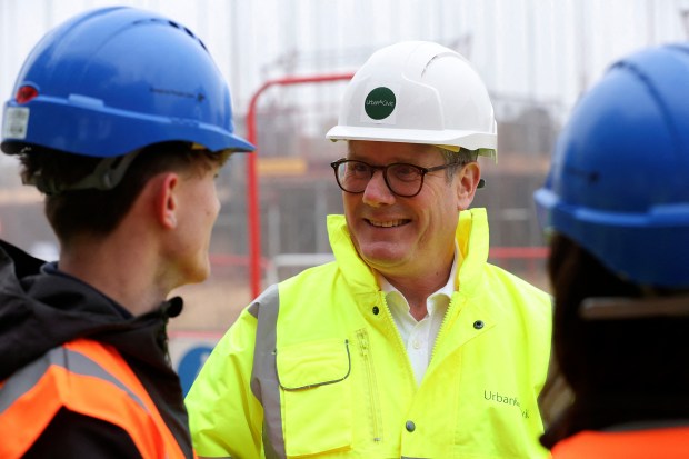 Prime Minister Keir Starmer at a construction site.