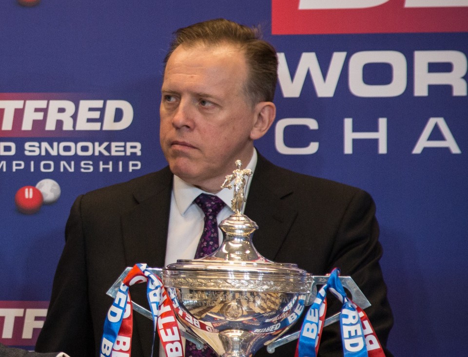 Neal Foulds at the Betfred World Snooker Championship draw.