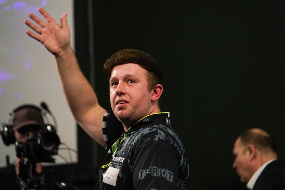 Callan Rydz of England celebrates his World Darts Championship victory.