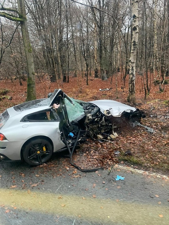 Prem ace Antonio had to be cut free from his Ferrari after crashing the £260,000 motor into trees