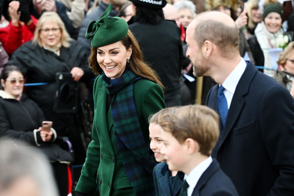 Catherine, Princess of Wales, and Prince William at a Christmas Day church service.