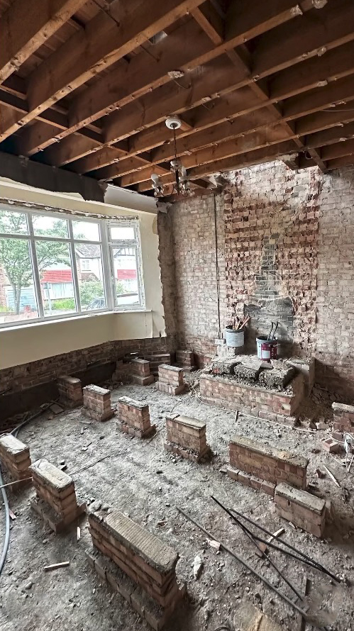 Before the work was carried out the room was a pile of bricks