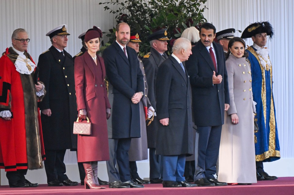 Princess Kate joined Prince William and King Charles at the ceremonial welcome for The Emir of Qatar and his wife