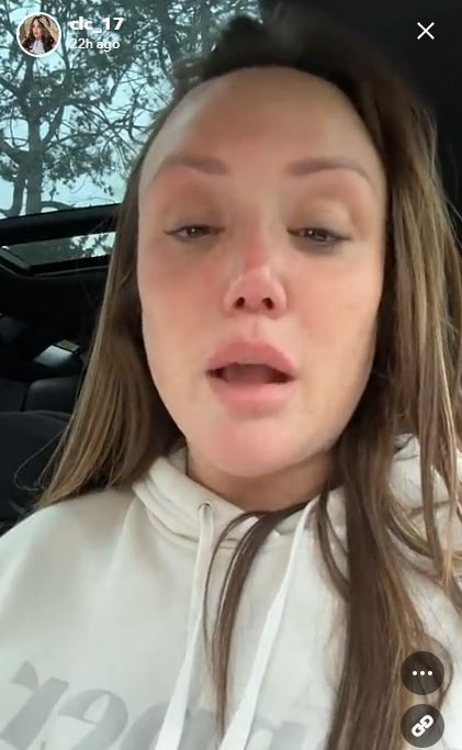 Pregnant Charlotte Crosby crying, expressing feelings of intense mom guilt.