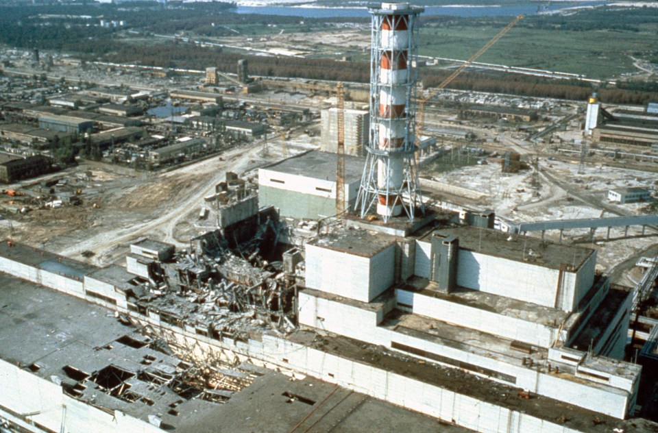 Aerial view of the Chernobyl nuclear power plant weeks after the 1986 disaster.