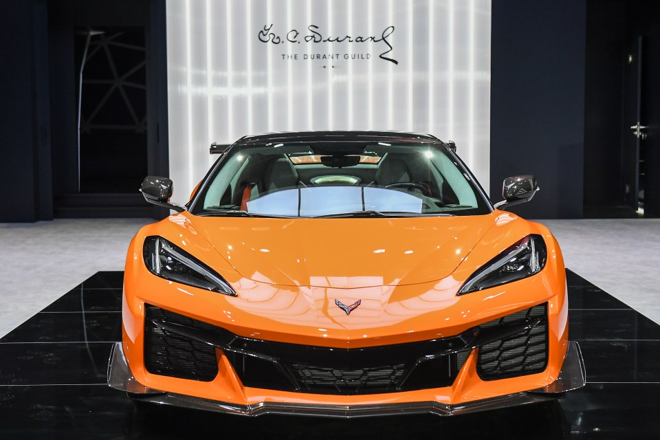 A Chevrolet Corvette Z06 car is displayed during the 5th China International Import Expo