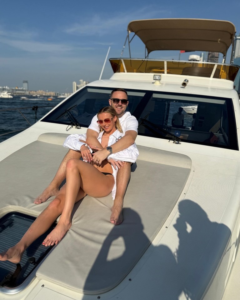 Chloe Kelly and her husband relaxing on a yacht.