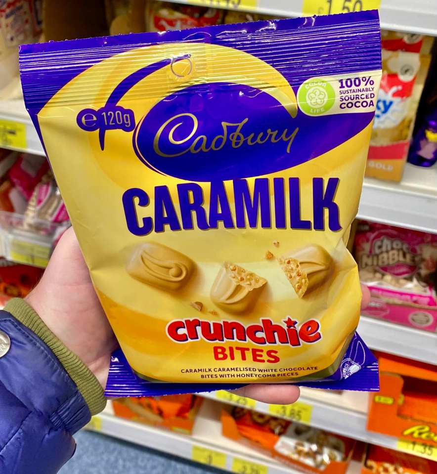 Cadbury Caramilk Crunchie Bites bag.