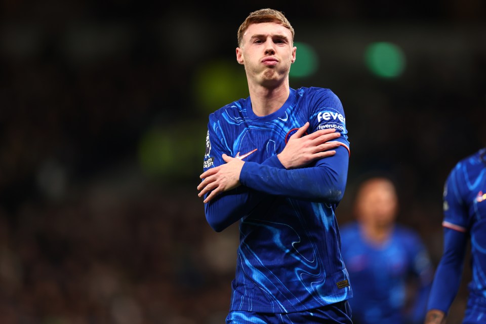 Cole Palmer of Chelsea celebrates a goal.