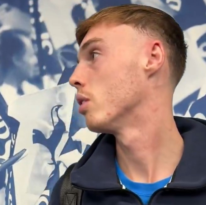 Cole Palmer paused his interview to speak to Marc Cucurella