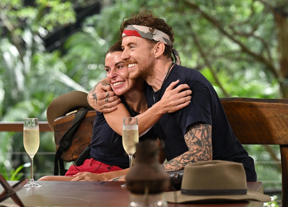 Danny hugs Coleen Rooney, who finished second, before the winner was announced