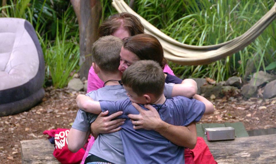 Coleen Rooney had an emotional reunion with her youngest sons Kit and Kass in the jungle