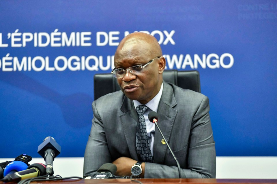 Congo’s health minister Roger Kamba attends a press conference in Kinshasa, Congo, Credit: AP