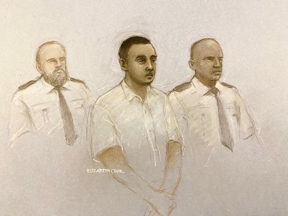 A court sketch of Nasen Saadi appearing at Winchester Crown Court last week