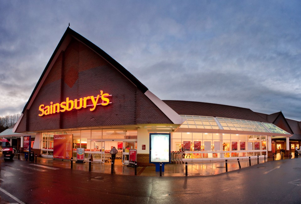 Sainsbury's superstore at night.