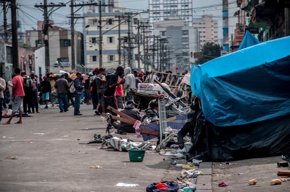 Drug addicts in Cracolandia, a rundown area of Sao Paulo.