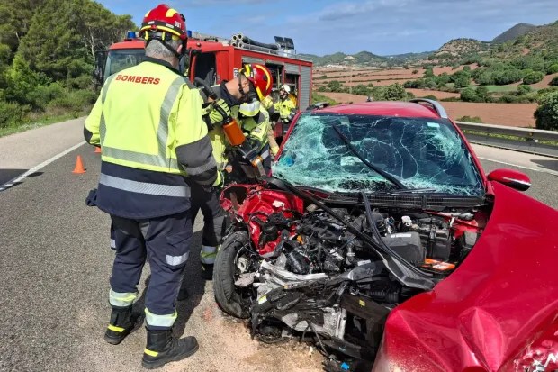 One of the wrecked cars after the Menorca crash